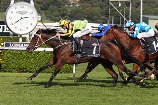 Sofia Rosa (NZ) wins the A$1m Group 1 Australian Oaks. Photo Credit: Equine Images.